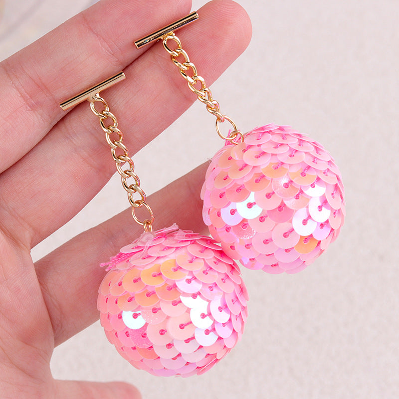 Wholesale Colorful Sequined Round Balls Personality Simple Retro Design Niche Earrings